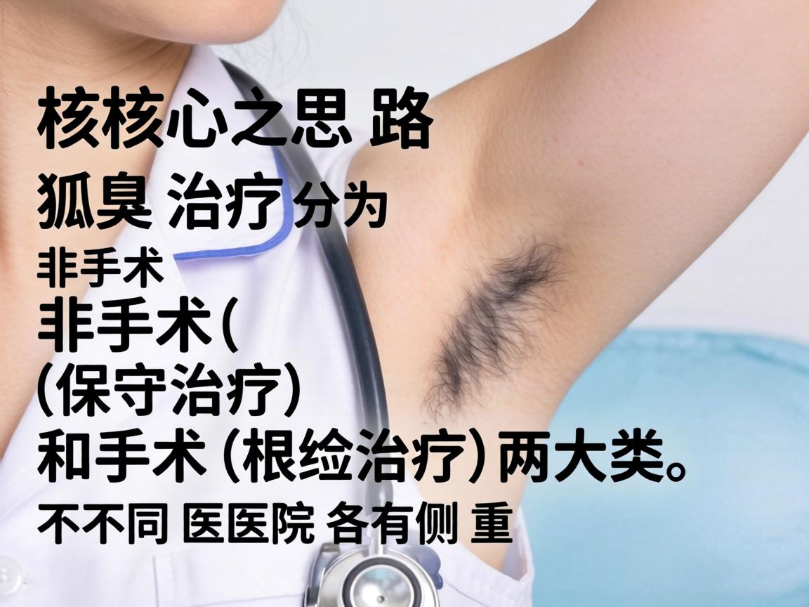 核心思路，狐臭治疗分为非手术（保守治疗）和手术（根治治疗）两大类。不同医院各有侧重