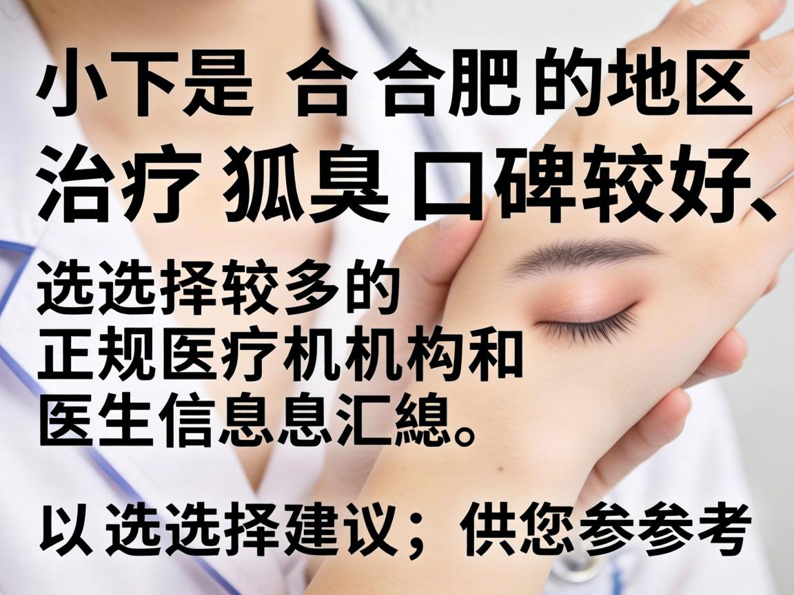 以下是合肥地区治疗狐臭口碑较好、选择较多的正规医疗机构和医生信息汇总，以及选择建议，供您参考