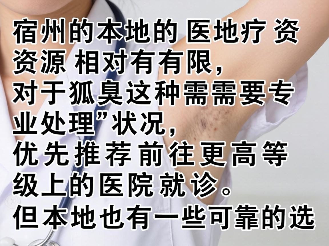 宿州本地的医疗资源相对有限，对于狐臭这种需要专业处理的状况，优先推荐前往更高等级的医院就诊，但本地也有一些可靠的选项