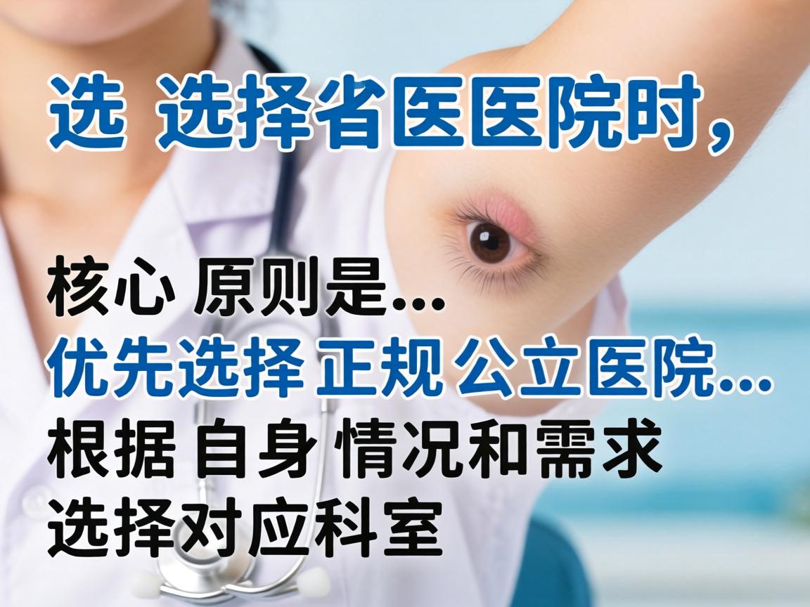 在选择医院时，核心原则是，优先选择正规公立医院，根据自身情况和需求选择对应科室