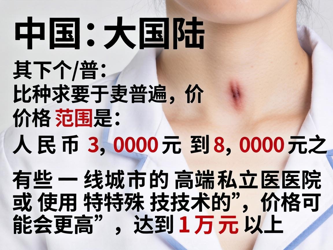 在中国大陆，一个比较普遍的价格范围是 人民币 3,000元 到 8,000元 之间。有些一线城市的高端私立医院或使用特殊技术的，价格可能会更高，达到1万元以上