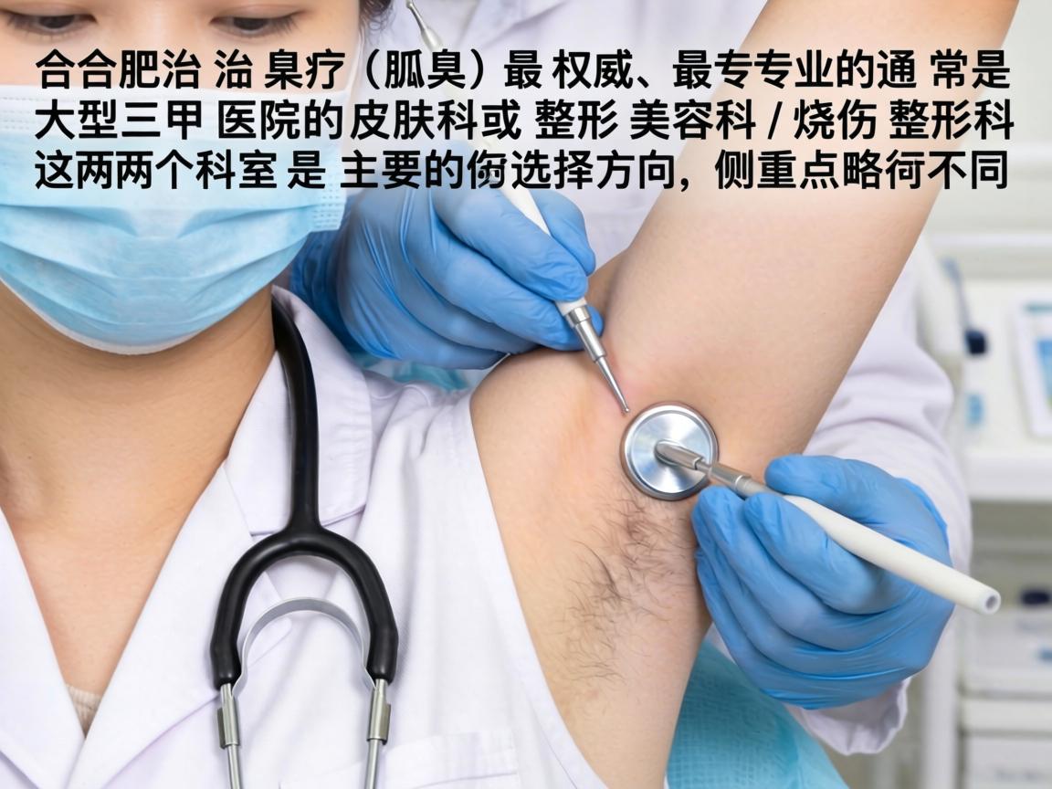 在合肥，治疗狐臭（腋臭）最权威、最专业的通常是大型三甲医院的皮肤科或整形美容科/烧伤整形科。这两个科室是主要的选择方向，侧重点略有不同