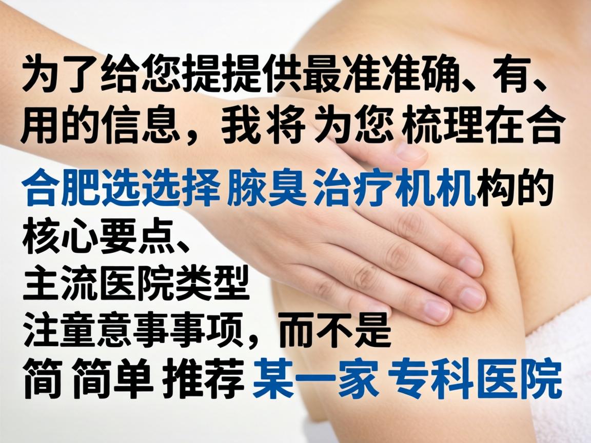 为了给您提供最准确、有用的信息，我将为您梳理在合肥选择腋臭治疗机构的核心要点、主流医院类型和注意事项，而不是简单推荐某一家专科医院