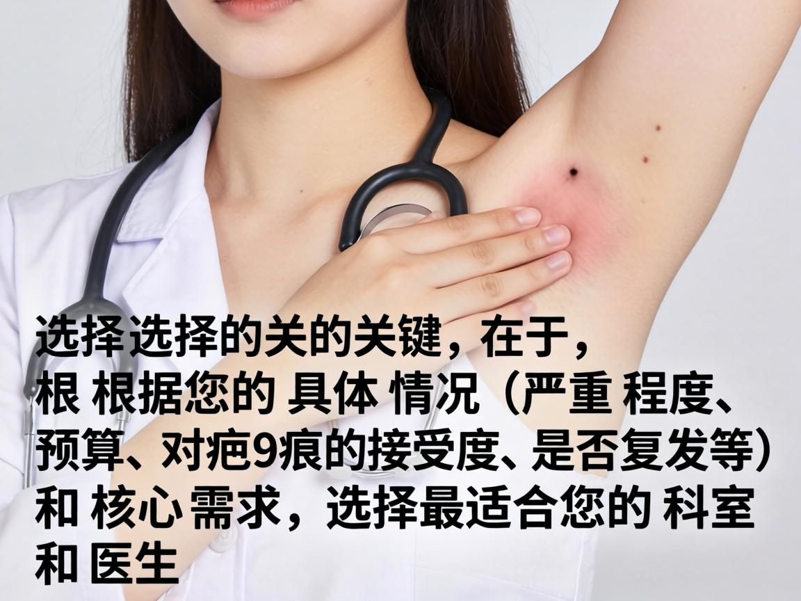 选择的关键在于，根据您的具体情况（严重程度、预算、对疤痕的接受度、是否复发等）和核心需求，选择最适合您的科室和医生
