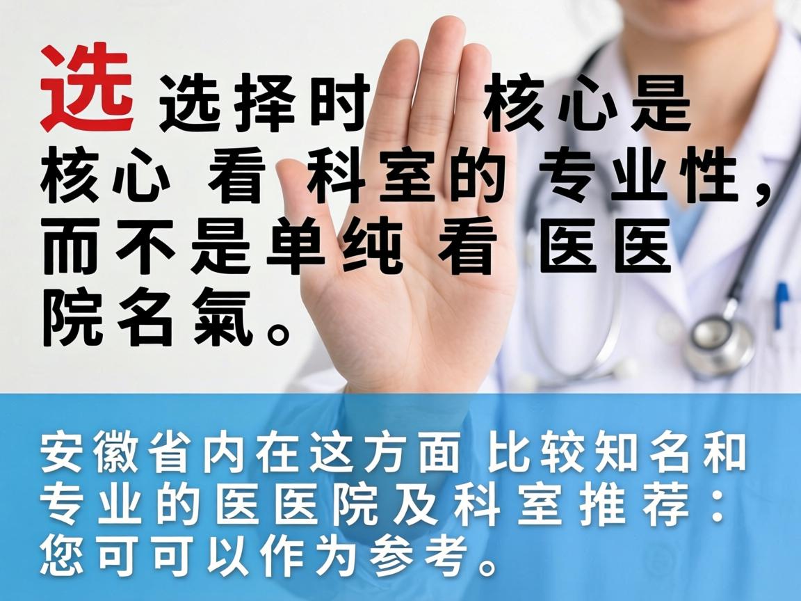 选择时，核心是看科室的专业性，而不是单纯看医院名气。以下是安徽省内在这方面比较知名和专业的医院及科室推荐，您可以作为参考