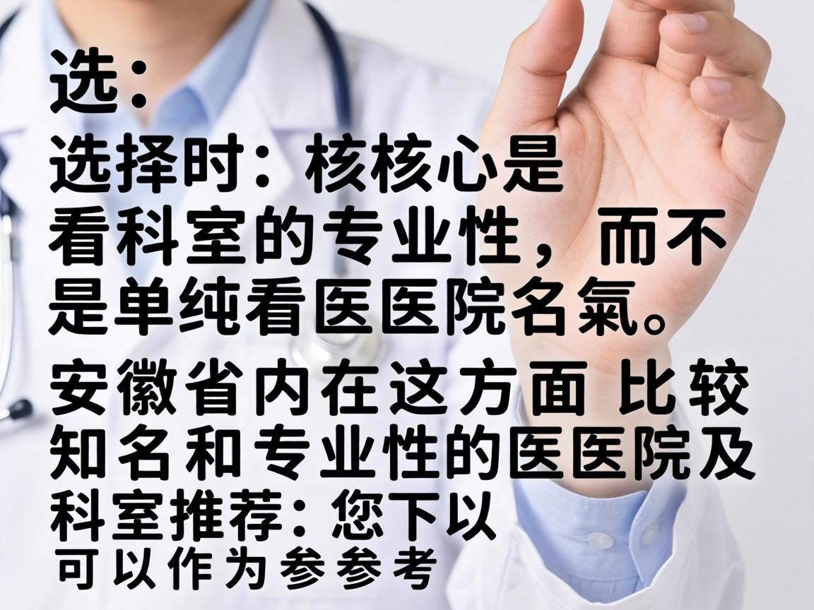 选择时，核心是看科室的专业性，而不是单纯看医院名气。以下是安徽省内在这方面比较知名和专业的医院及科室推荐，您可以作为参考