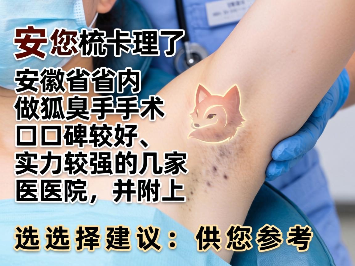 以下为您梳理了安徽省内做狐臭手术口碑较好、实力较强的几家医院，并附上选择建议，供您参考
