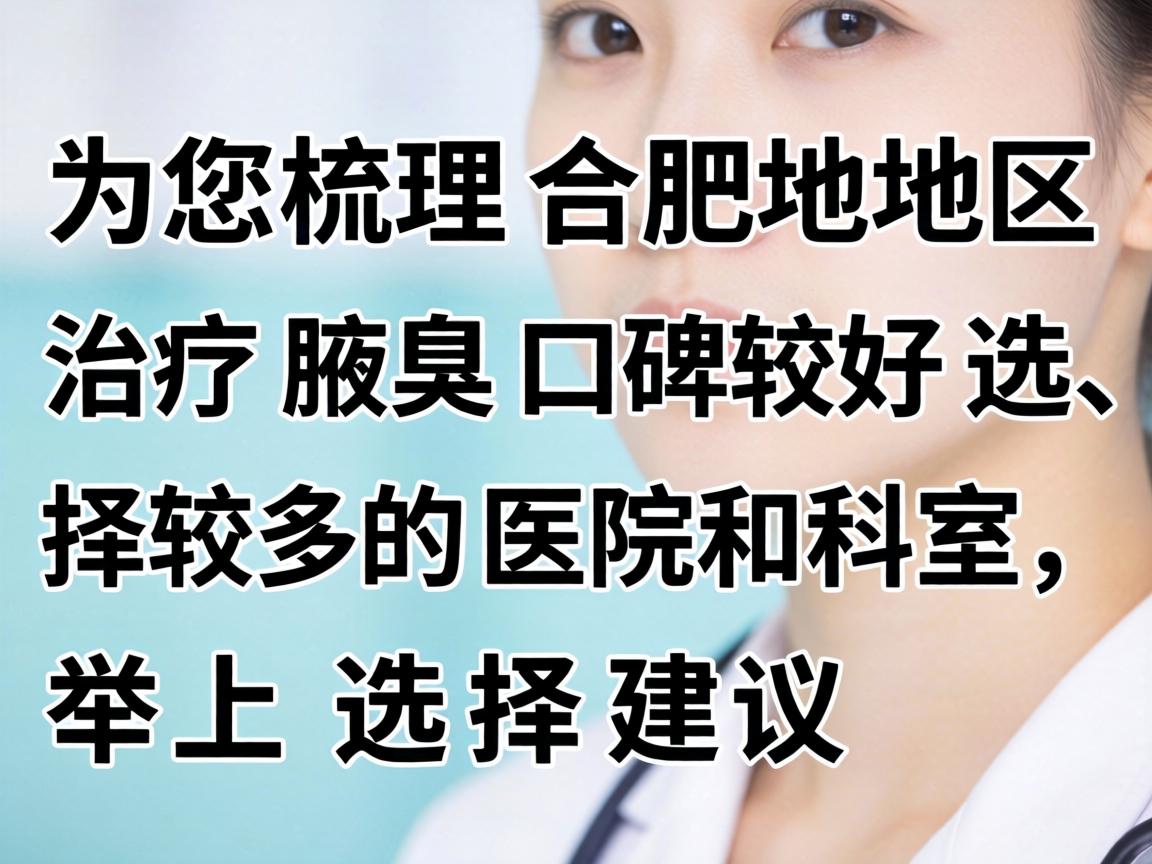 以下为您梳理合肥地区治疗腋臭口碑较好、选择较多的医院和科室，并附上选择建议