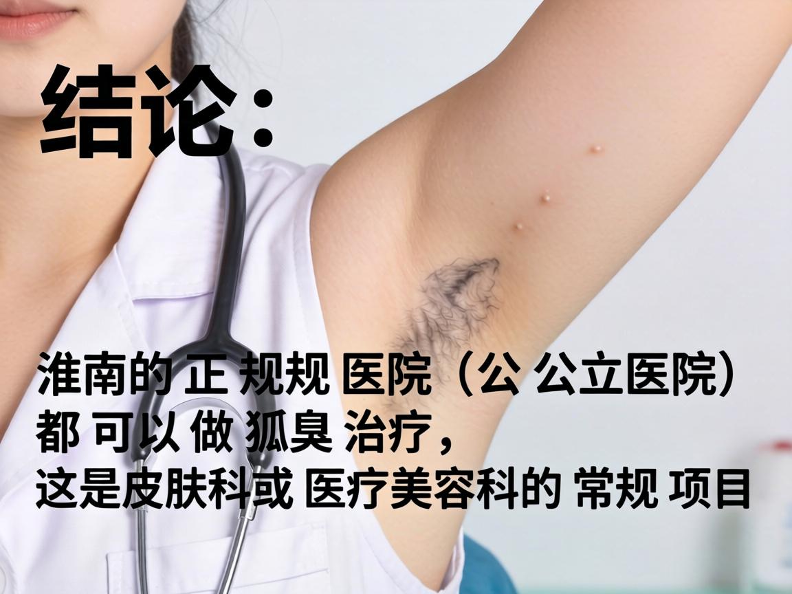 结论，淮南的正规医院（公立医院）都可以做狐臭治疗，这是皮肤科或医疗美容科的常规项目