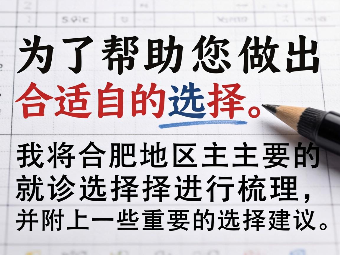 为了帮助您做出合适的选择，我将合肥地区主要的就诊选择进行梳理，并附上一些重要的选择建议