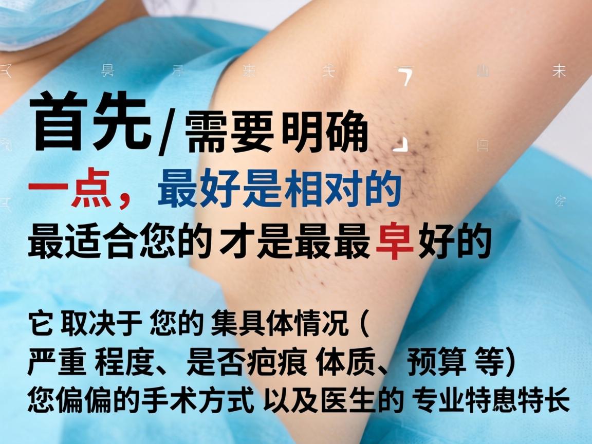 首先，需要明确一点，最好是相对的，最适合您的才是最好的。它取决于您的具体情况（严重程度、是否疤痕体质、预算等）您偏好的手术方式以及医生的专业特长