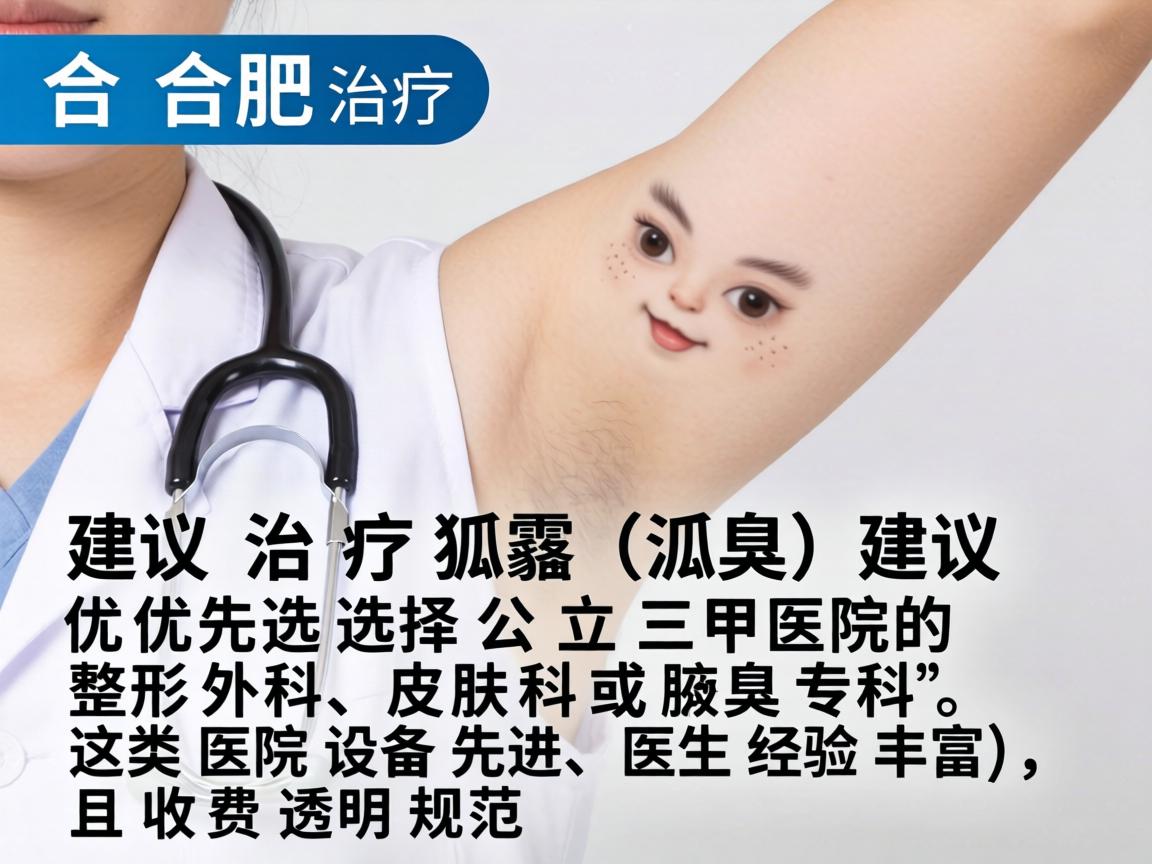 在合肥，治疗狐臭（腋臭）建议优先选择公立三甲医院的整形外科、皮肤科或腋臭专科。这类医院设备先进、医生经验丰富，且收费透明规范