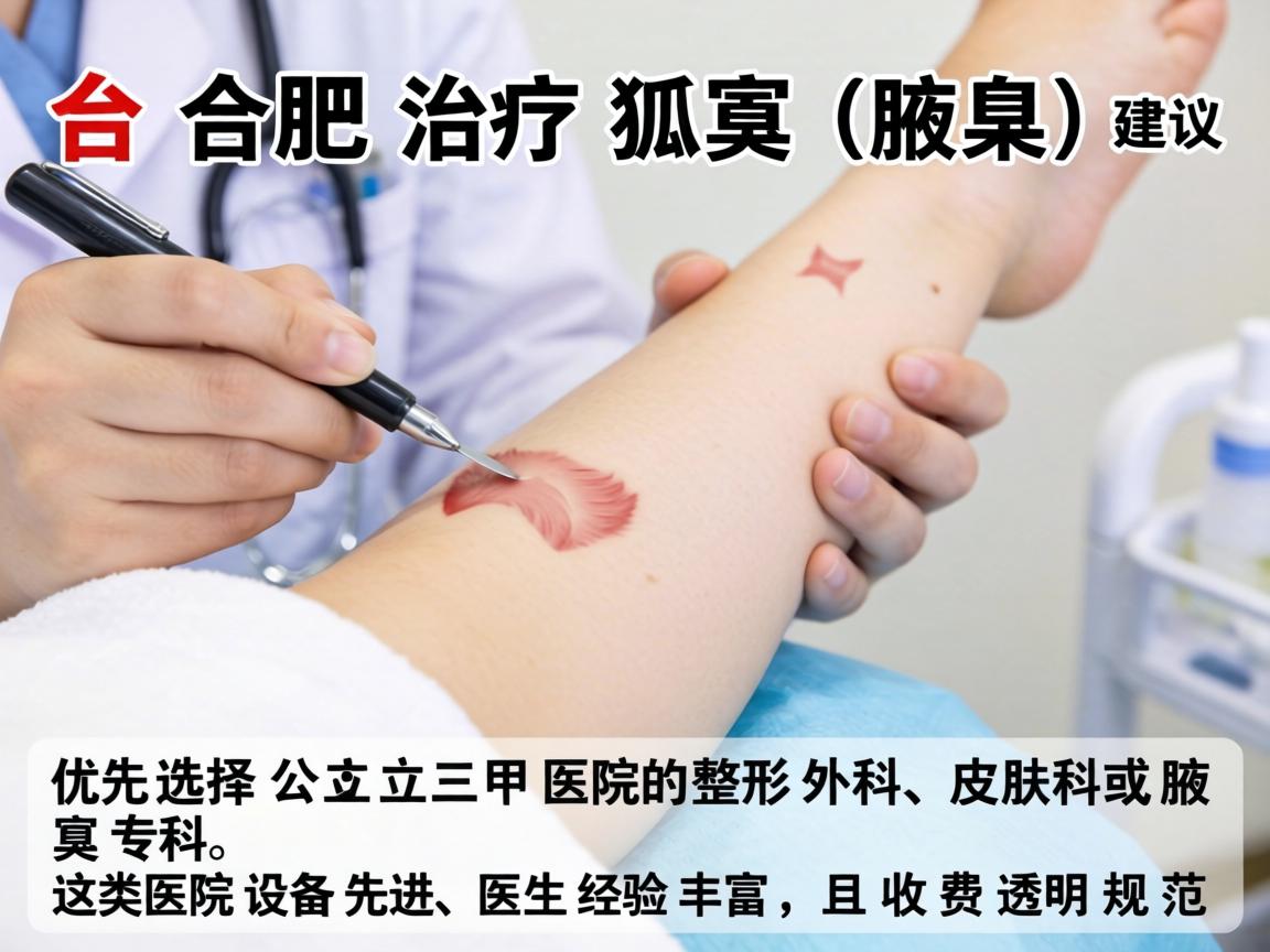 在合肥，治疗狐臭（腋臭）建议优先选择公立三甲医院的整形外科、皮肤科或腋臭专科。这类医院设备先进、医生经验丰富，且收费透明规范