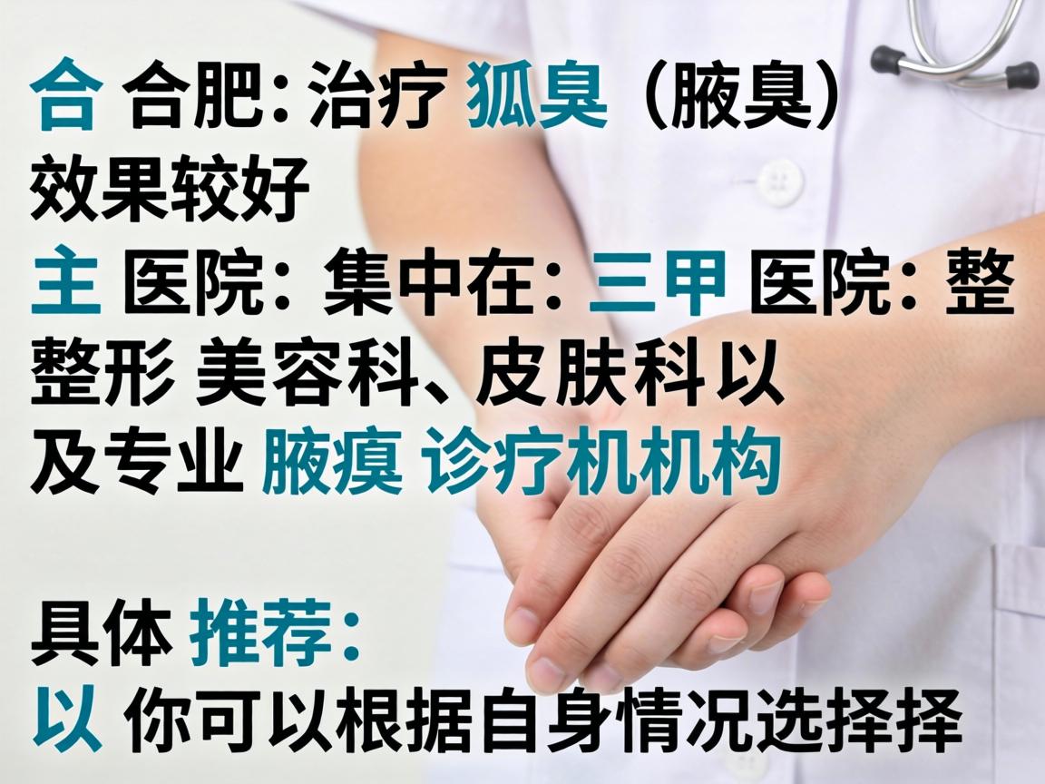 在合肥，治疗狐臭（腋臭）效果较好的医院主要集中在三甲医院的整形美容科、皮肤科以及专业腋臭诊疗机构。以下是具体推荐，你可以根据自身情况选择