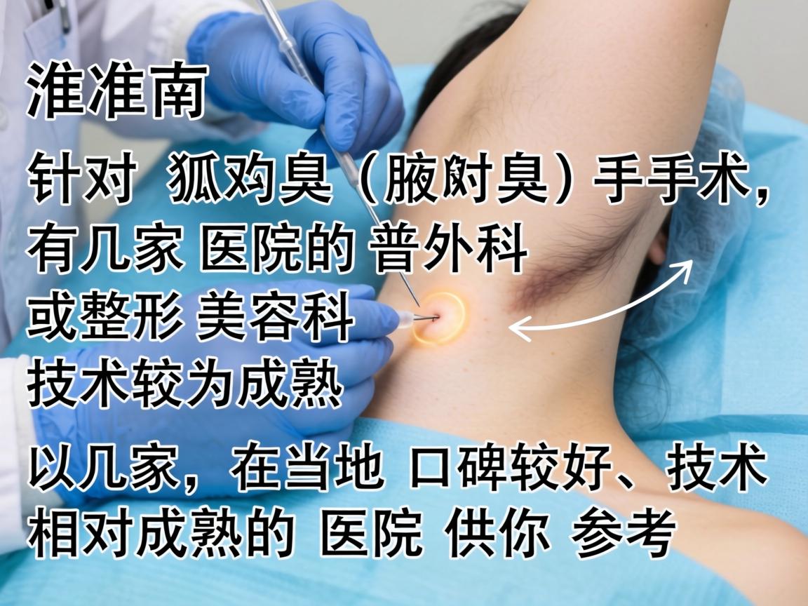 在淮南，针对狐臭（腋臭）手术，有几家医院的普外科或整形美容科技术较为成熟。以下是几家在当地口碑较好、技术相对成熟的医院供你参考