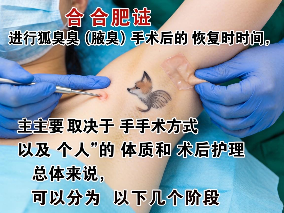 在合肥，进行狐臭（腋臭）手术后的恢复时间，主要取决于手术方式以及个人的体质和术后护理。总体来说，可以分为以下几个阶段