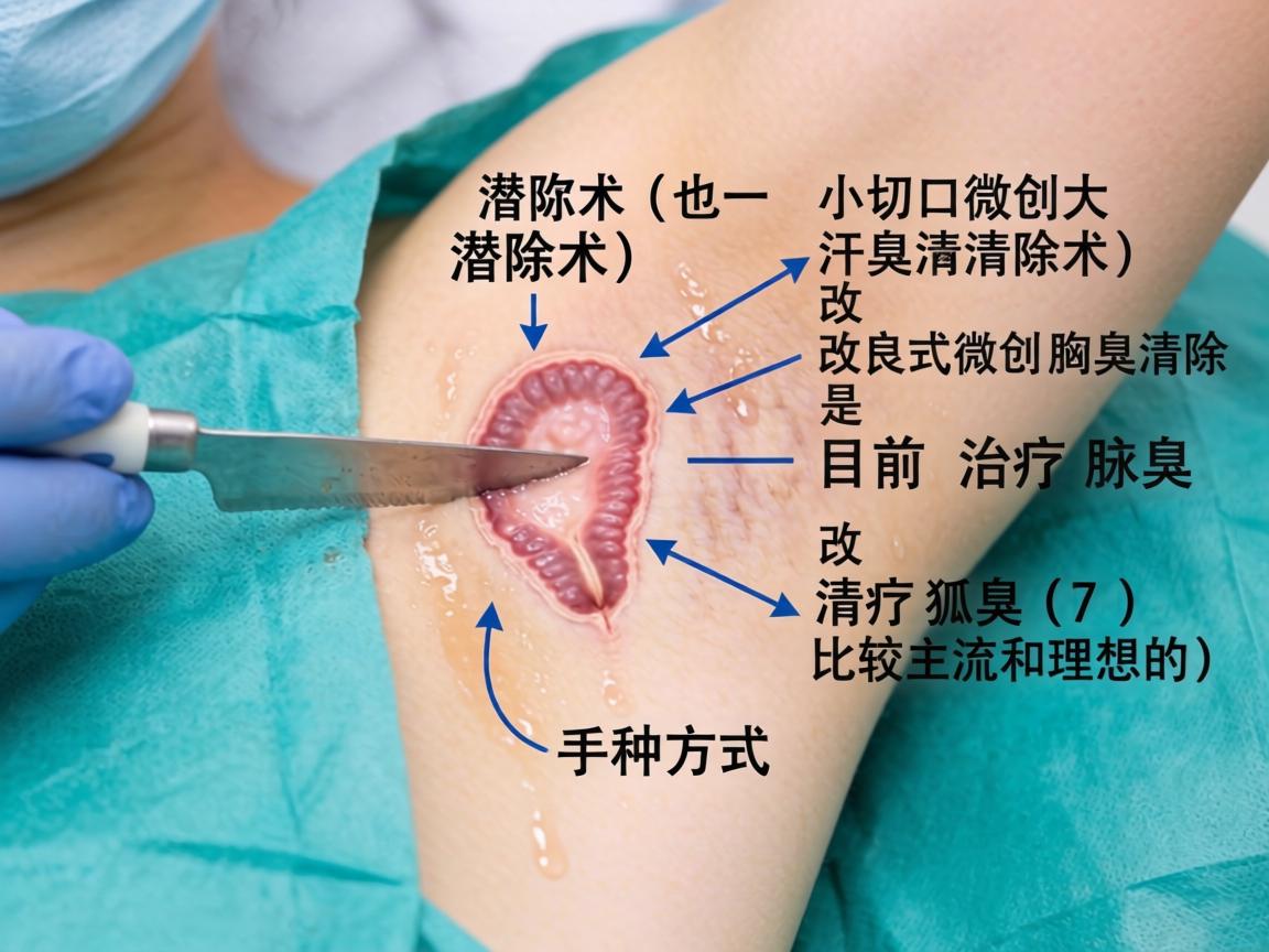 小切口潜行汗腺清除术（也被称为 小切口微创大汗腺清除术 或 改良式微创腋臭清除术）是目前治疗腋臭（狐臭）比较主流和理想的一种手术方式
