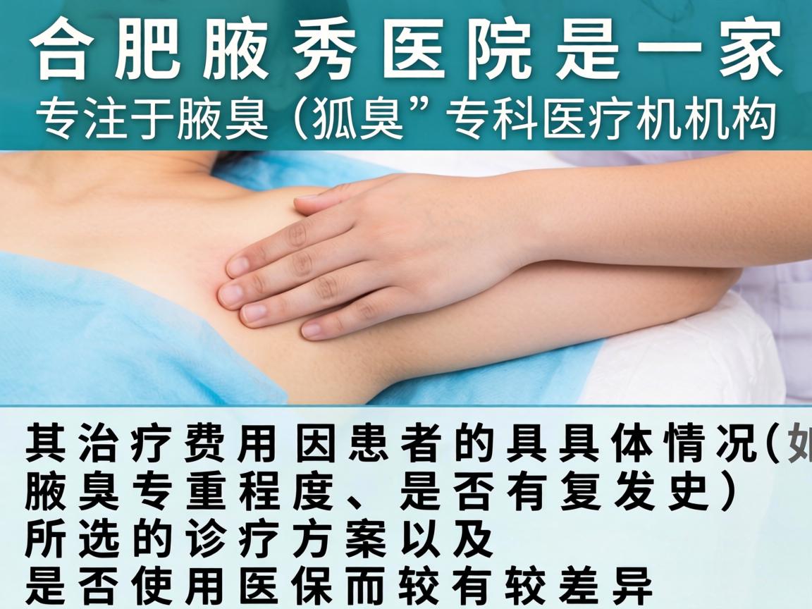 合肥腋秀医院是一家专注于腋臭（狐臭）治疗的专科医疗机构。其治疗费用因患者的具体情况（如腋臭严重程度、是否有复发史）所选的诊疗方案以及是否使用医保而有较大差异