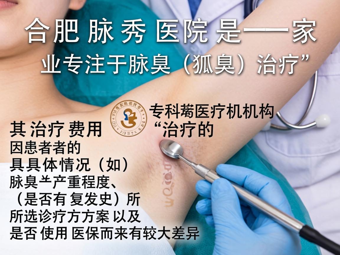 合肥腋秀医院是一家专注于腋臭（狐臭）治疗的专科医疗机构。其治疗费用因患者的具体情况（如腋臭严重程度、是否有复发史）所选的诊疗方案以及是否使用医保而有较大差异