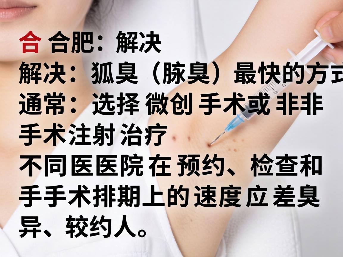 在合肥，解决狐臭（腋臭）最快的方式通常是选择微创手术或非手术注射治疗。不同医院在预约、检查和手术排期上的速度差异较大