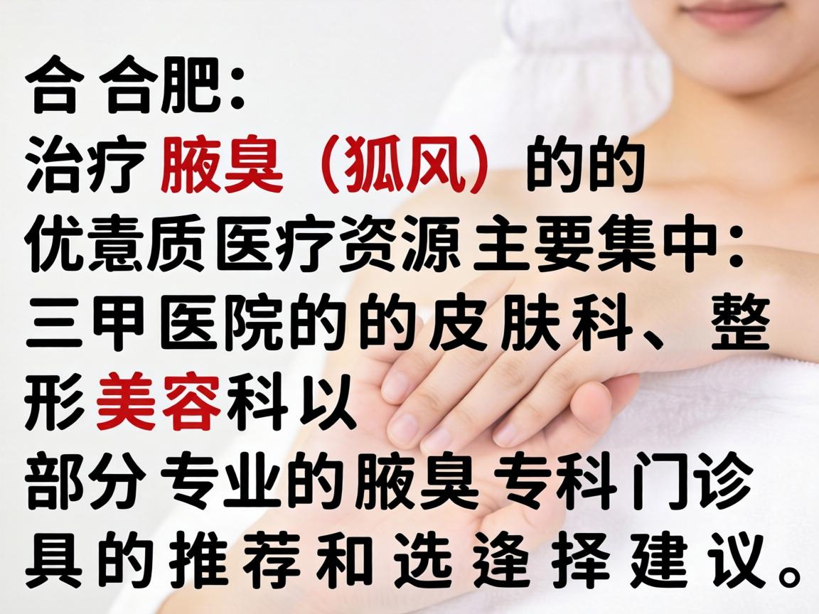 在合肥，治疗腋臭（狐臭）的优质医疗资源主要集中在三甲医院的皮肤科、整形美容科以及部分专业的腋臭专科门诊。以下是具体的推荐和选择建议