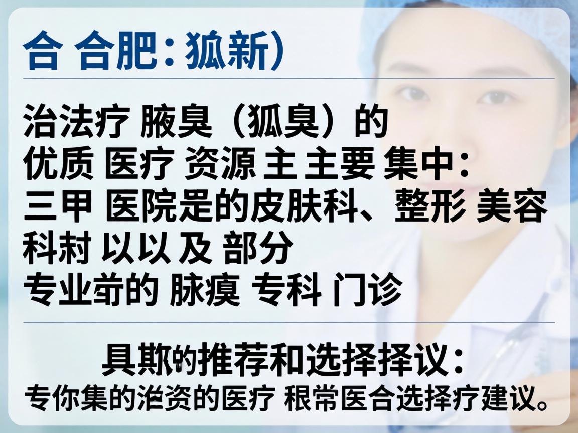 在合肥，治疗腋臭（狐臭）的优质医疗资源主要集中在三甲医院的皮肤科、整形美容科以及部分专业的腋臭专科门诊。以下是具体的推荐和选择建议