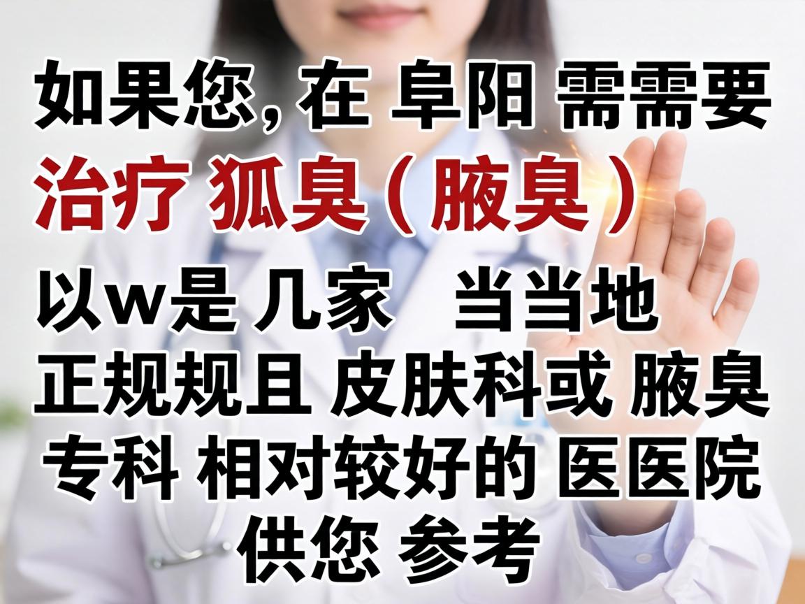 如果您在阜阳需要治疗狐臭（腋臭）以下是几家当地正规且皮肤科或腋臭专科相对较好的医院供您参考