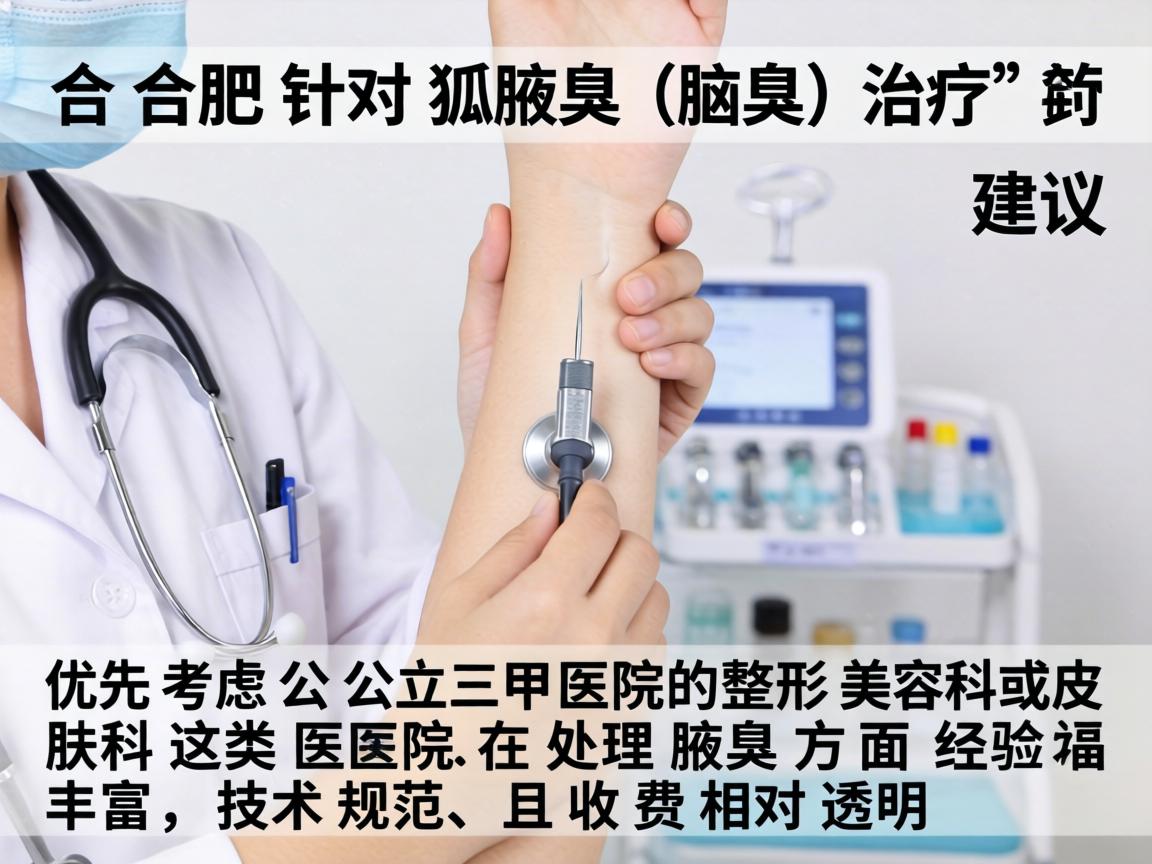 在合肥，针对狐臭（腋臭）的治疗，建议优先考虑公立三甲医院的整形美容科或皮肤科。这类医院在处理腋臭方面经验丰富，技术规范，且收费相对透明