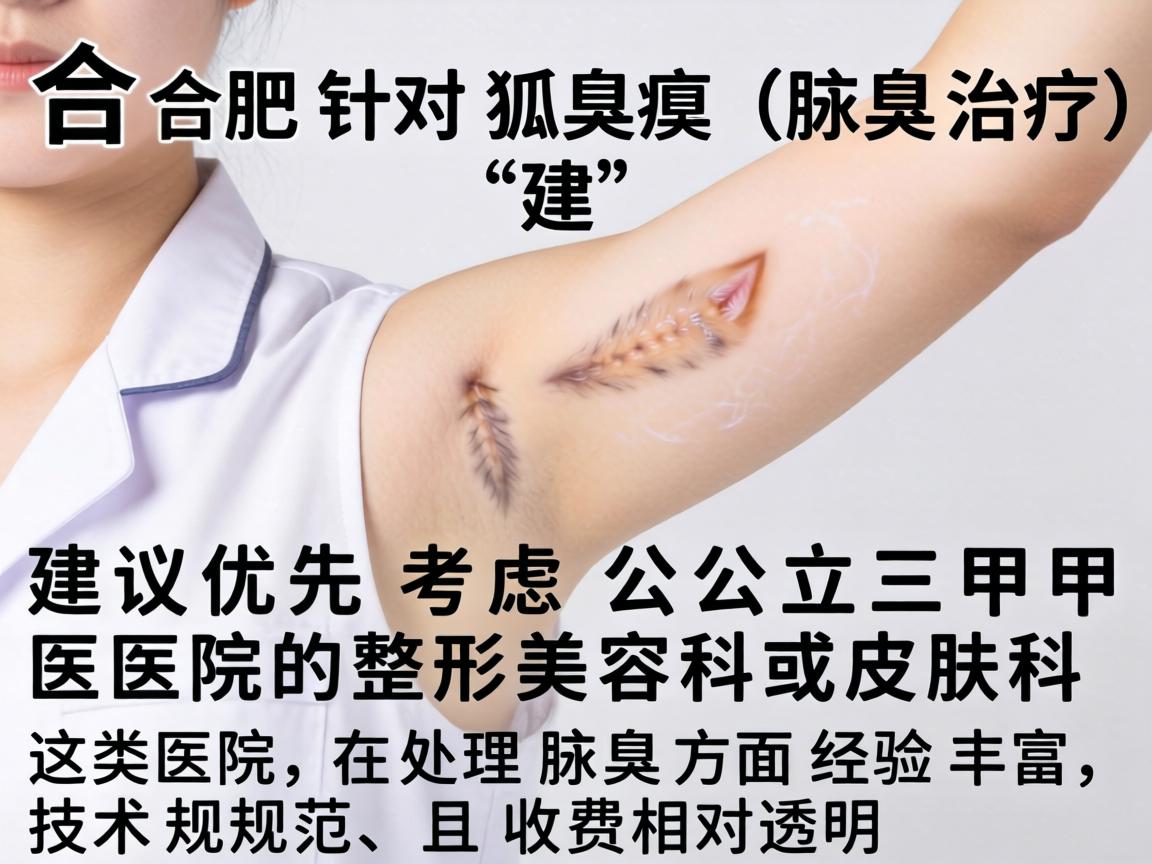 在合肥，针对狐臭（腋臭）的治疗，建议优先考虑公立三甲医院的整形美容科或皮肤科。这类医院在处理腋臭方面经验丰富，技术规范，且收费相对透明