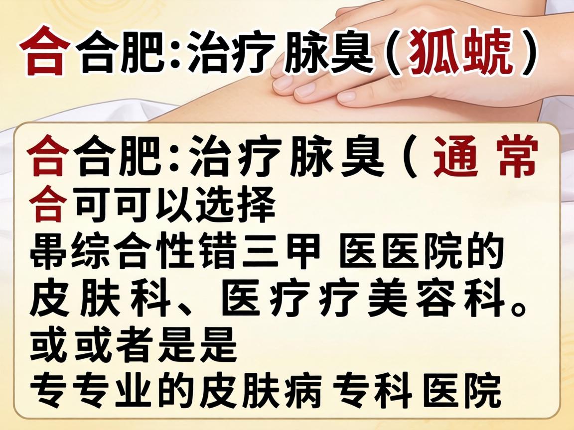在合肥，治疗腋臭（狐臭）通常可以选择综合性三甲医院的皮肤科、医疗美容科，或者是专业的皮肤病专科医院