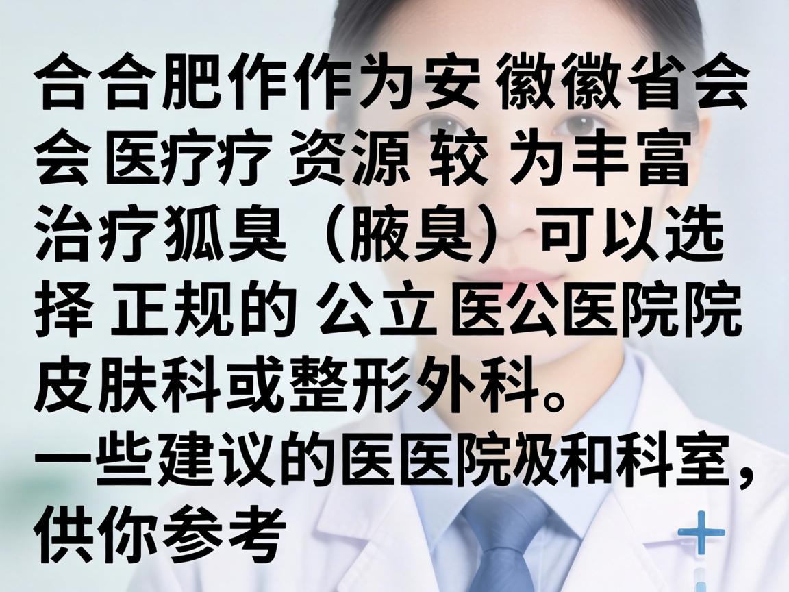 合肥作为安徽省的省会，医疗资源较为丰富，治疗狐臭（腋臭）可以选择正规的公立医院皮肤科或整形外科。以下是一些建议的医院和科室，供你参考