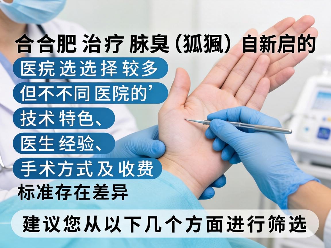 在合肥，治疗腋臭（狐臭）的医院选择较多，但不同医院的技术特色、医生经验、手术方式及收费标准存在差异。建议您从以下几个方面进行筛选
