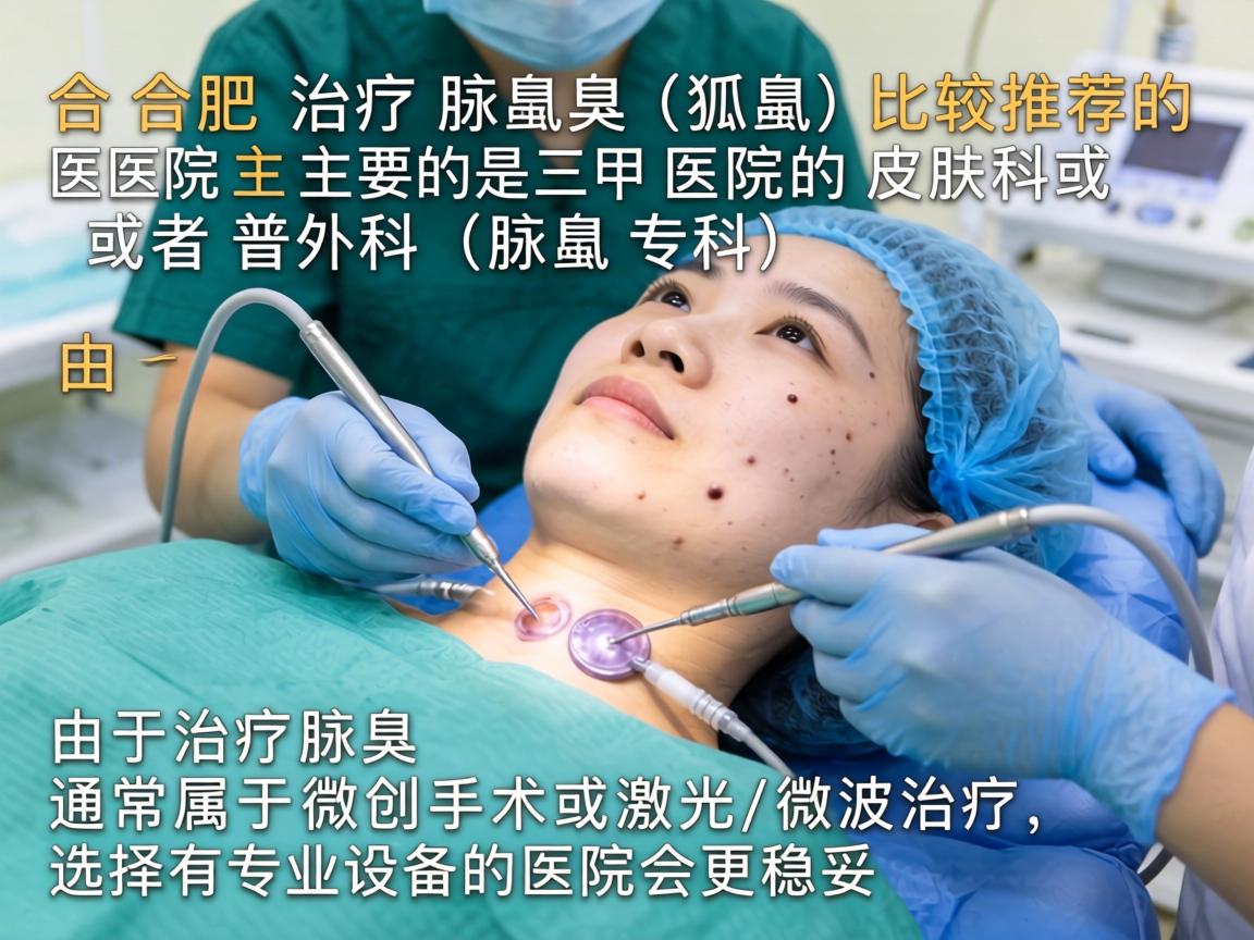 在合肥，治疗腋臭（狐臭）比较推荐的医院主要是三甲医院的皮肤科或者普外科（腋臭专科）由于治疗腋臭通常属于微创手术或激光/微波治疗，选择有专业设备的医院会更稳妥