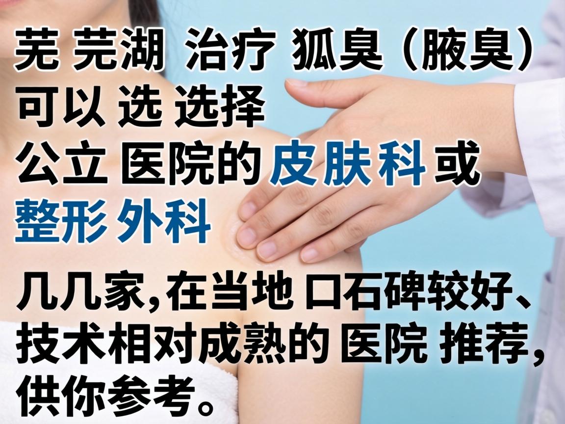 在芜湖，治疗狐臭（腋臭）可以选择公立医院的皮肤科或整形外科。以下是几家在当地口碑较好、技术相对成熟的医院推荐，供你参考