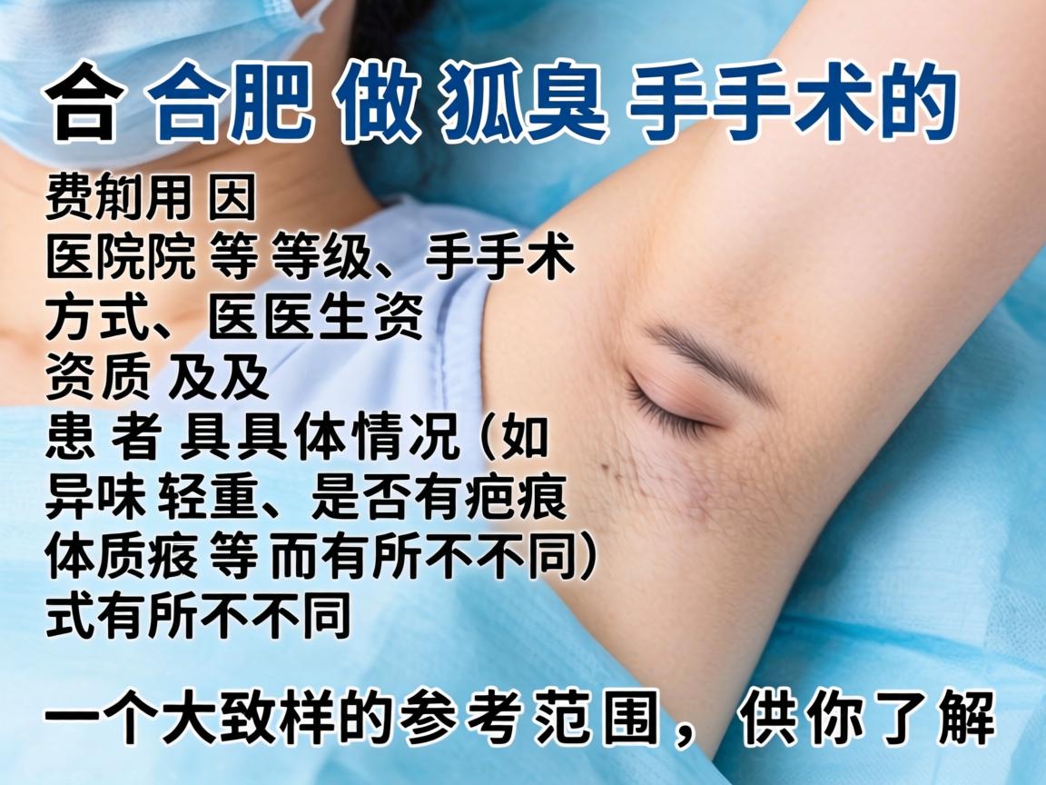 在合肥做狐臭手术的费用因医院等级、手术方式、医生资质及患者具体情况（如异味轻重、是否有疤痕体质等）而有所不同。以下是一个大致的参考范围，供你了解