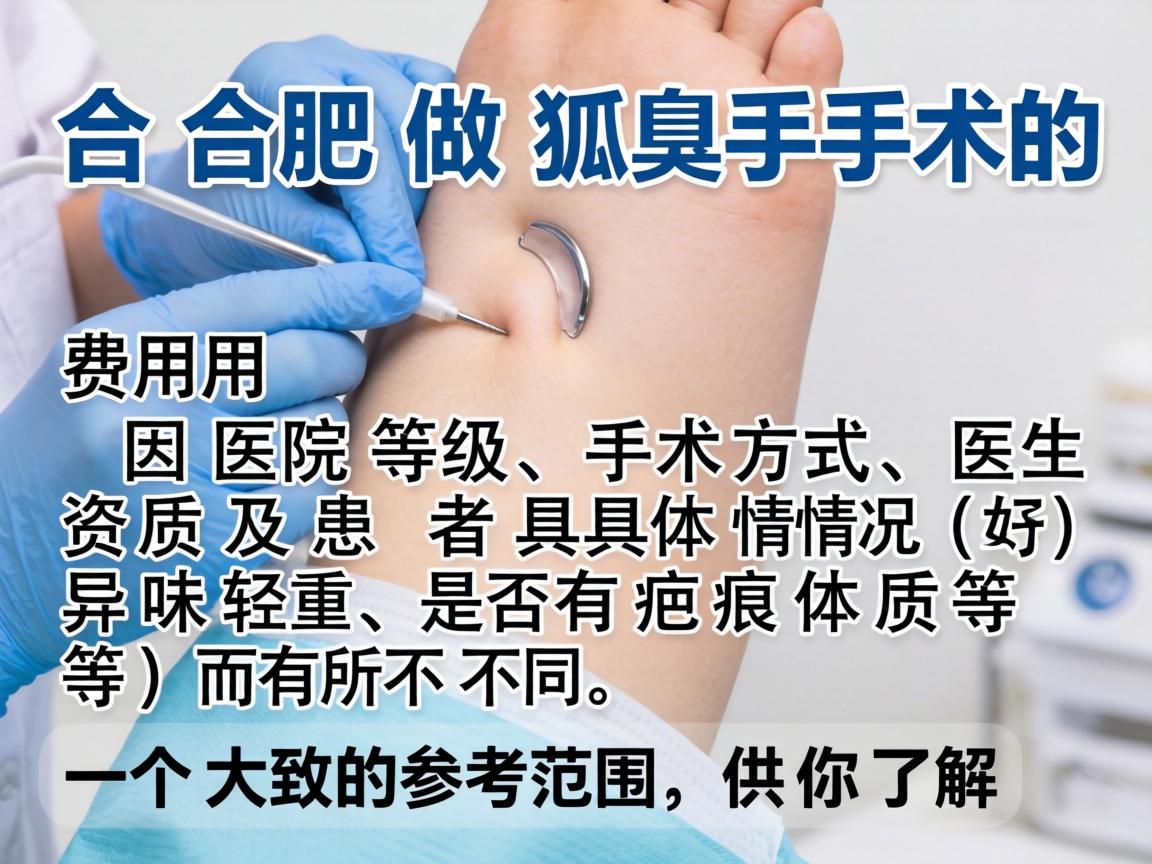在合肥做狐臭手术的费用因医院等级、手术方式、医生资质及患者具体情况（如异味轻重、是否有疤痕体质等）而有所不同。以下是一个大致的参考范围，供你了解
