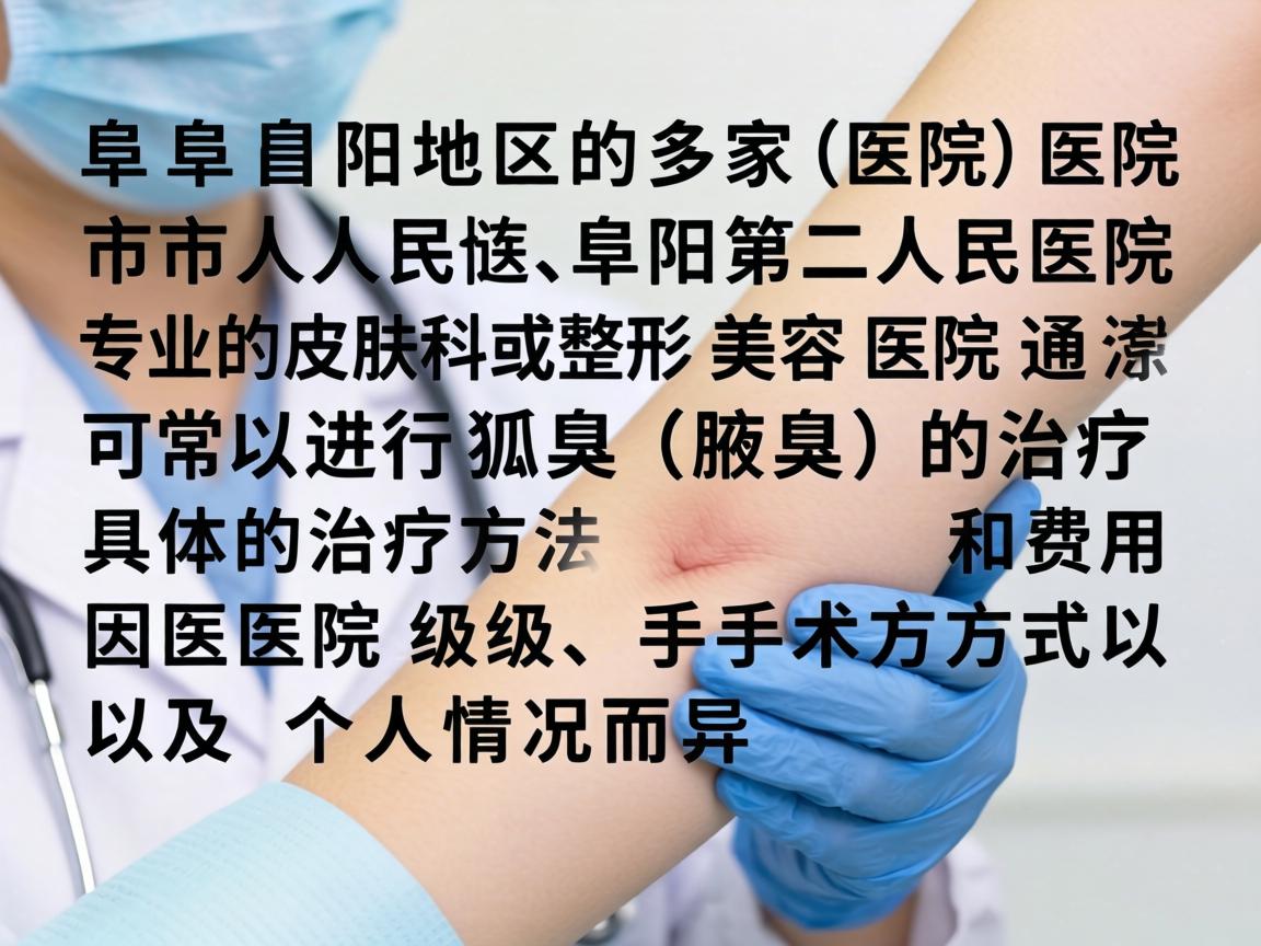 阜阳地区的多家医院（如阜阳市人民医院、阜阳第二人民医院、以及一些专业的皮肤科或整形美容医院）通常都可以进行狐臭（腋臭）的治疗。具体的治疗方法和费用因医院级别、手术方式以及个人情况而异