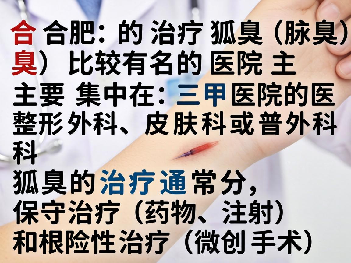 在合肥，治疗狐臭（腋臭）比较有名的医院主要集中在三甲医院的整形外科、皮肤科或普外科。狐臭的治疗通常分为保守治疗（药物、注射）和根治性治疗（微创手术）