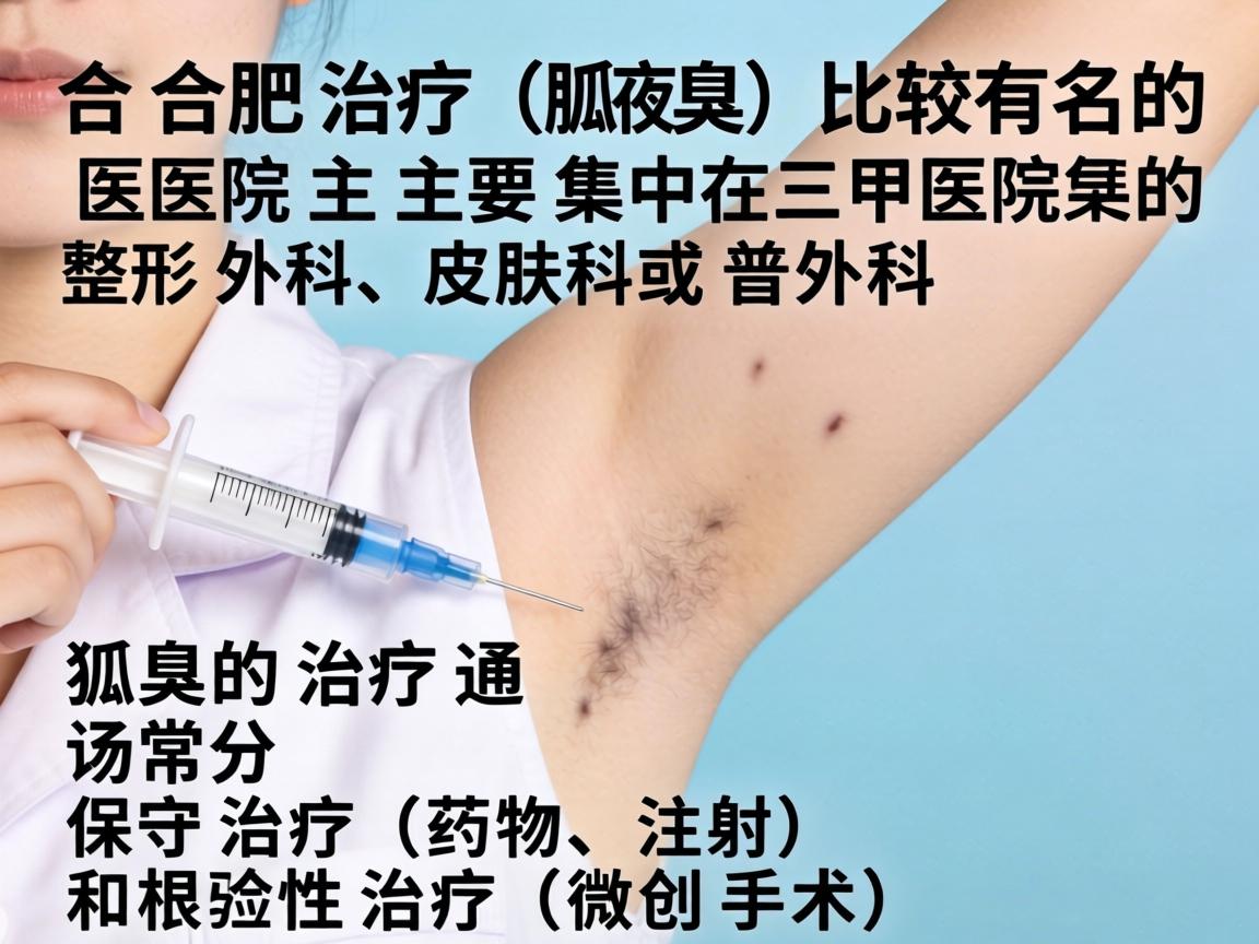 在合肥，治疗狐臭（腋臭）比较有名的医院主要集中在三甲医院的整形外科、皮肤科或普外科。狐臭的治疗通常分为保守治疗（药物、注射）和根治性治疗（微创手术）