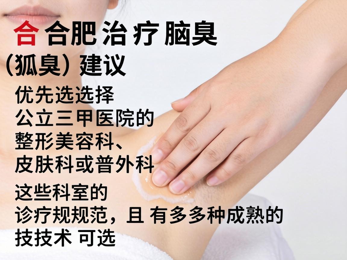 在合肥治疗腋臭（狐臭）建议优先选择公立三甲医院的整形美容科、皮肤科或普外科。这些科室的诊疗规范，且有多种成熟的技术可选
