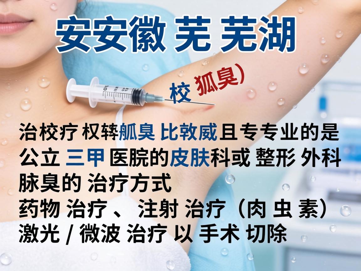 在安徽芜湖，治疗腋臭（狐臭）比较权威且专业的是公立三甲医院的皮肤科或整形外科。腋臭的治疗方式包括药物治疗、注射治疗（肉毒素）激光/微波治疗以及手术切除