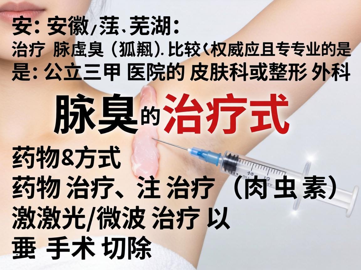 在安徽芜湖，治疗腋臭（狐臭）比较权威且专业的是公立三甲医院的皮肤科或整形外科。腋臭的治疗方式包括药物治疗、注射治疗（肉毒素）激光/微波治疗以及手术切除