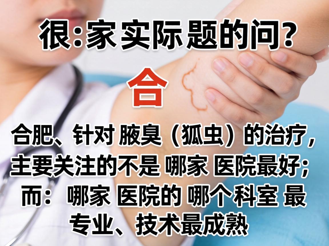 这是一个很实际的问题。在合肥，针对腋臭（狐臭）的治疗，主要关注的不是哪家医院最好，而是哪家医院的哪个科室最专业、技术最成熟