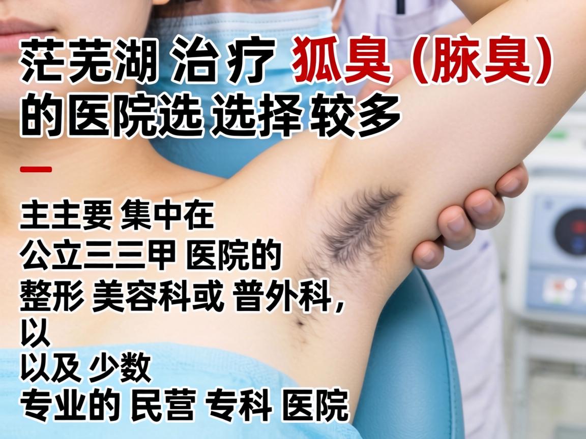 在芜湖，治疗狐臭（腋臭）的医院选择较多，主要集中在公立三甲医院的整形美容科或普外科，以及少数专业的民营专科医院