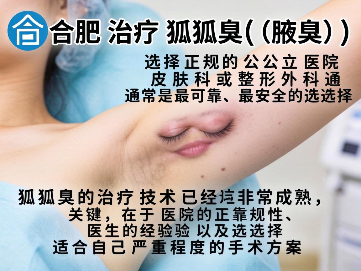 在合肥，治疗狐臭（腋臭）选择正规的公立医院皮肤科或整形外科通常是最可靠、最安全的选择。狐臭的治疗技术已经非常成熟，关键在于医院的正规性、医生的经验以及选择适合自己严重程度的手术方案