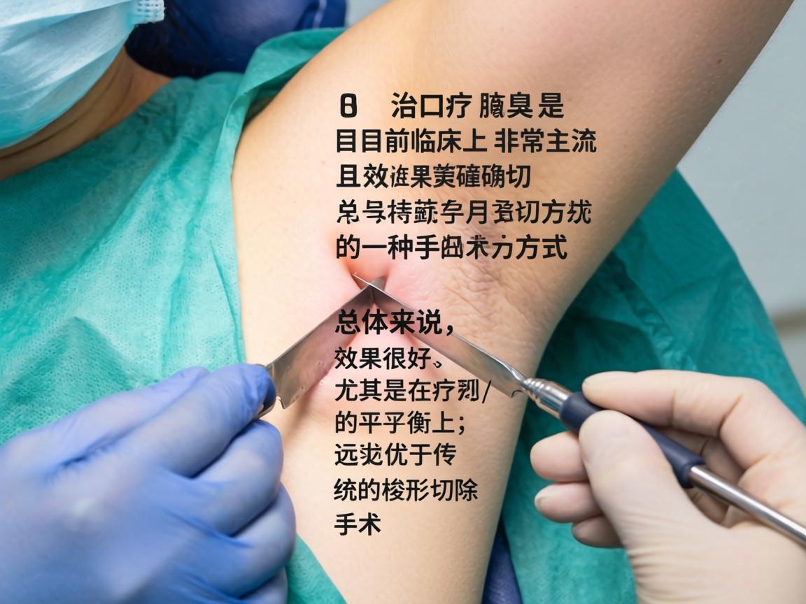 小切口治疗腋臭是目前临床上非常主流且效果确切的一种手术方式。总体来说，效果很好，尤其是在疗效和美观的平衡上，远优于传统的梭形切除手术