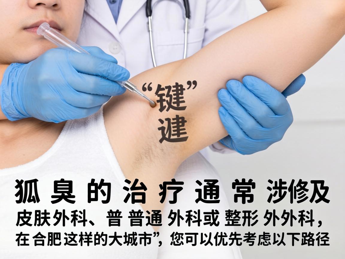 狐臭的治疗通常涉及皮肤科、普通外科或整形外科。在合肥这样的大城市，您可以优先考虑以下路径