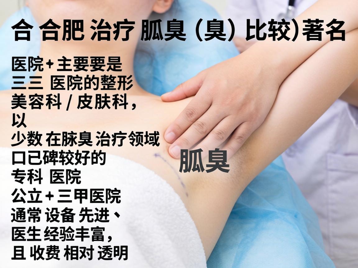 在合肥，治疗狐臭（腋臭）比较著名的医院主要是三甲医院的整形美容科/皮肤科，以及少数在腋臭治疗领域口碑较好的专科医院。公立三甲医院通常设备先进、医生经验丰富，且收费相对透明