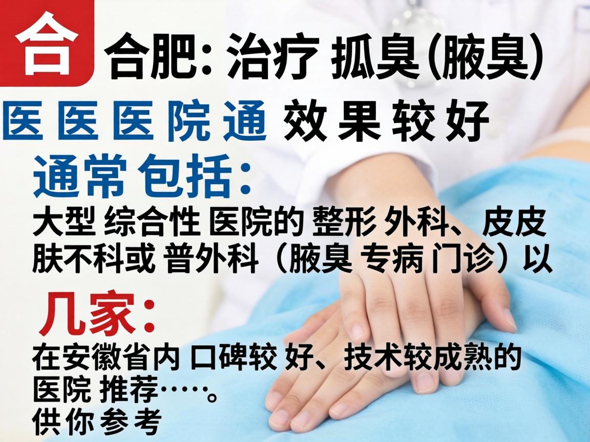 在合肥，治疗狐臭（腋臭）效果较好的医院通常包括大型综合性医院的整形外科、皮肤科或普外科（腋臭专病门诊）以下是几家在安徽省内口碑较好、技术较成熟的医院推荐，供你参考