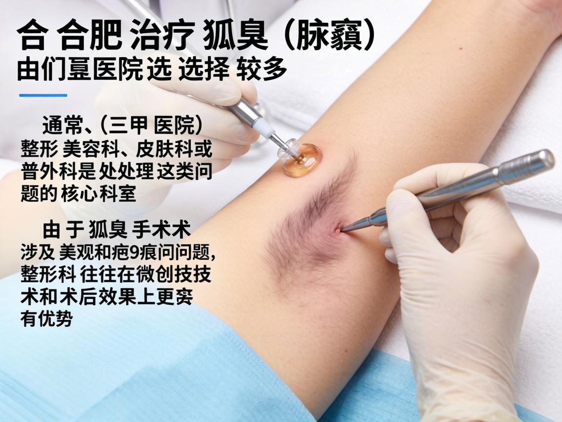 在合肥，治疗狐臭（腋臭）的医院选择较多。通常，三甲医院的整形美容科、皮肤科或普外科是处理这类问题的核心科室。由于狐臭手术涉及美观和疤痕问题，整形科往往在微创技术和术后效果上更有优势